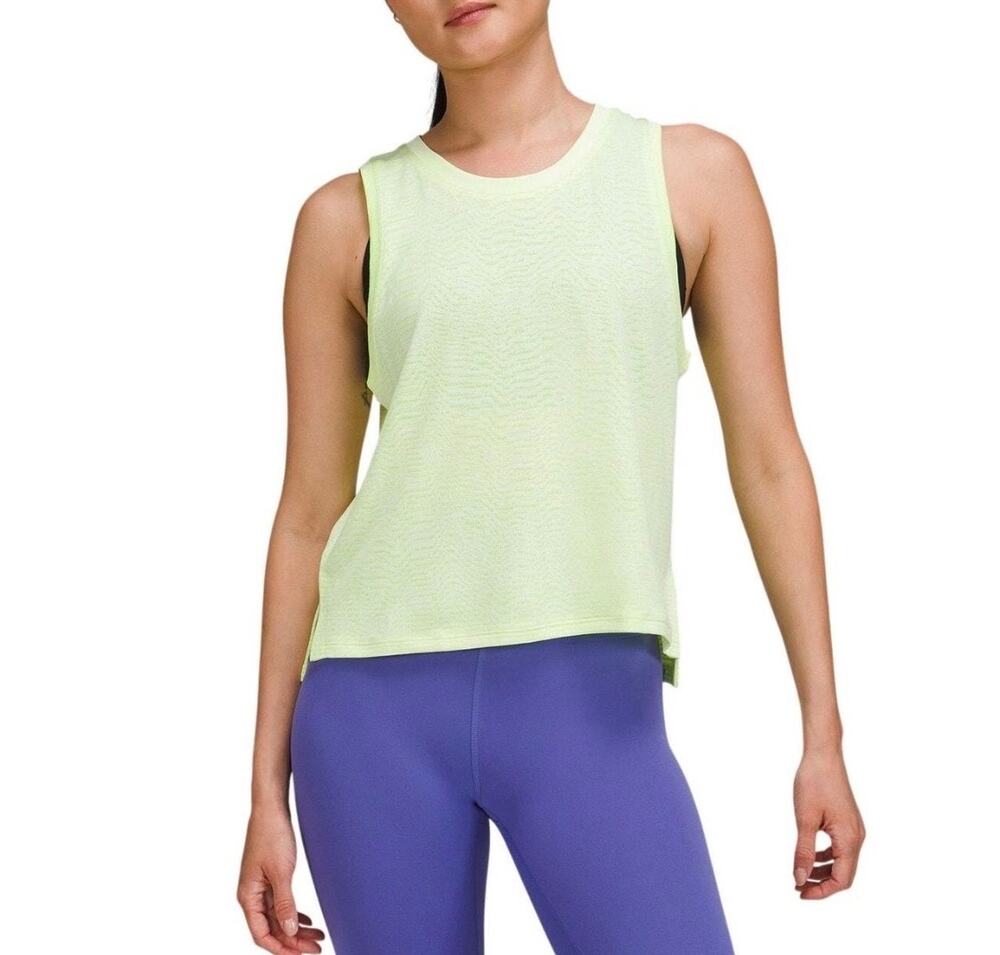 Lululemon Train to Be Tank Top Scream Green Light Mesh Size 10 Relaxed